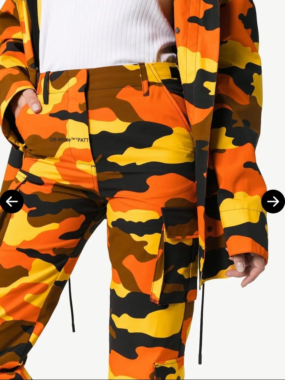 Off-White c/o Virgil Abloh Orange, Yellow & Black Camo Cargo Pants Size S